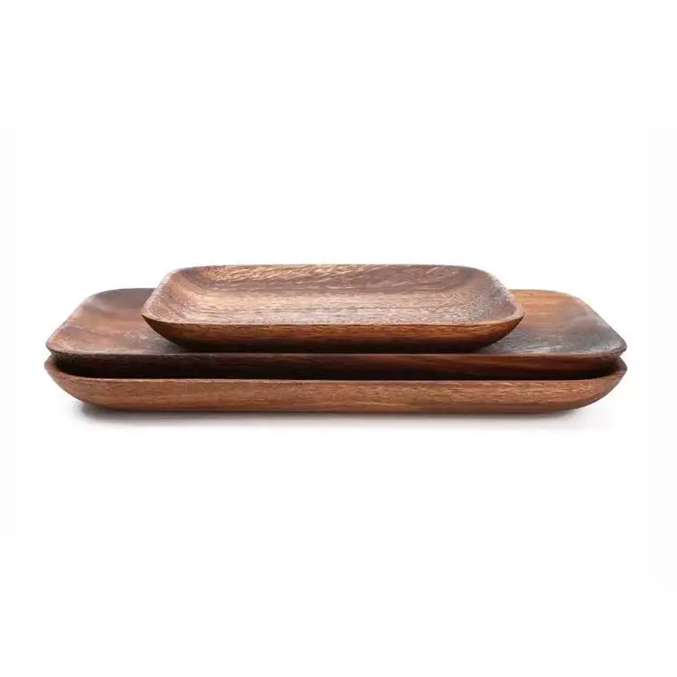 

Diyue Homeware DIY043005 Factory Stock Eco Home Kitchen Wooden Tableware Tray Sets Wholesale Eco Acacia Wood Serving Plate Dish, Natural wood color