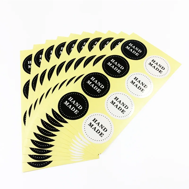 

80 pcs/lot Round Simple Black And white HAND MADE Craft Paper Sealing Sticker For DIY Gifts Box Baking Decoration Label