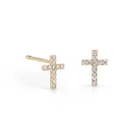

LOZRUNVE Manufacturer 925 Sterling Silver Pave CZ Stone Mini Cross Earring Stud