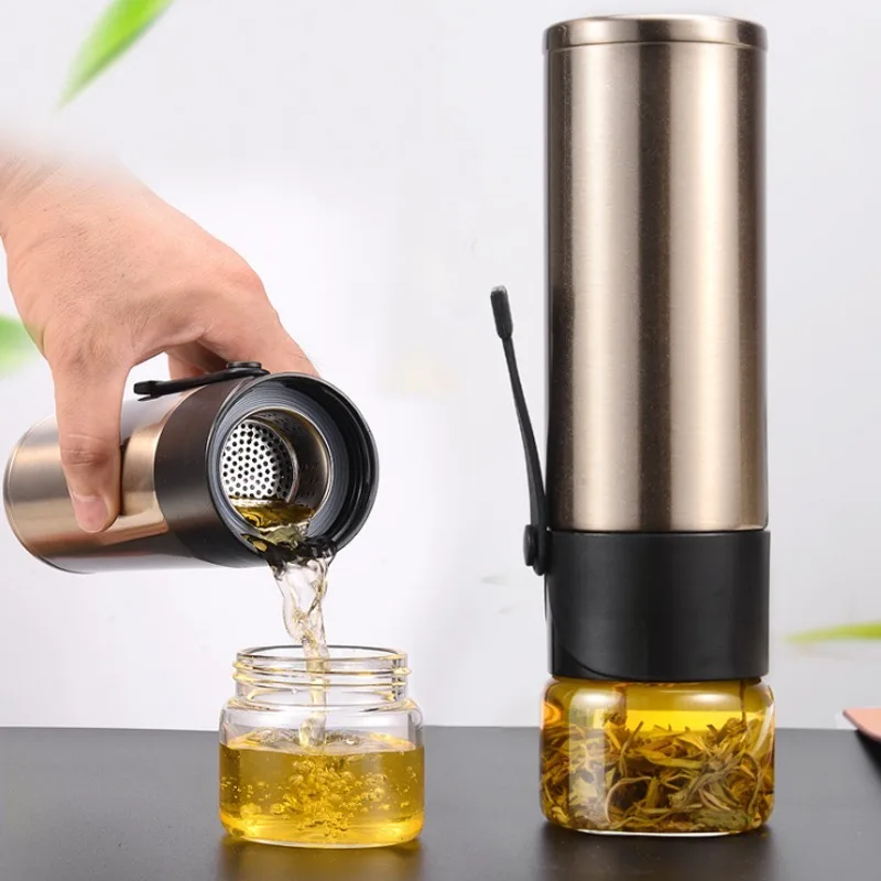 

400ml New Stainless Steel Thermos Tea Water Separation Vacuum Flask Mug Portable Car Travel Business Filter Water Bottle Cup