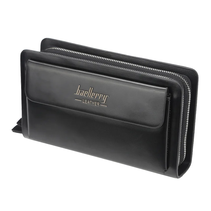 

Wholesale Large Capacity Baellerry Men Long Double Zipper Hand Purse Wallet