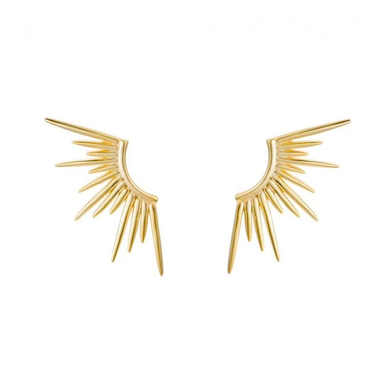 

Designer Jewelry gold plated 925 silver laser sunlight sun stud earrings for women