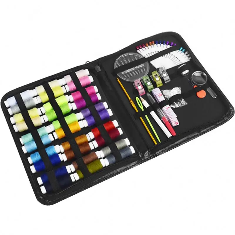 

home sewing kit ,NAY6y basic sewing kits portable magnetic needle thread box, Black (bag)