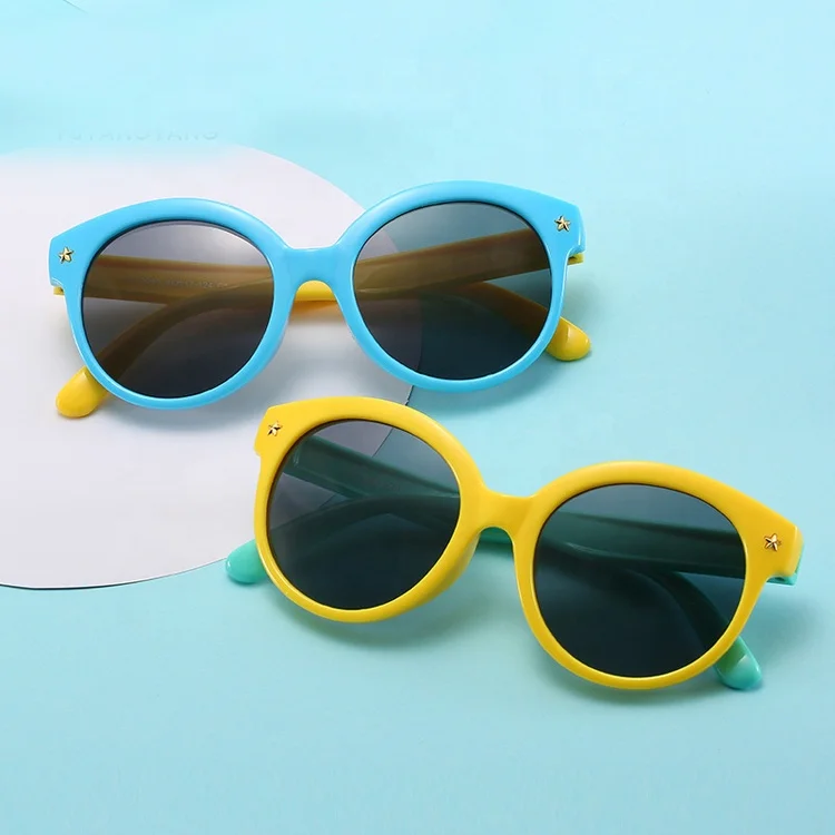 

DOISYER Wholesale stylish candy color sun glasses classic round frame silicone baby boys girls sunglasses kids