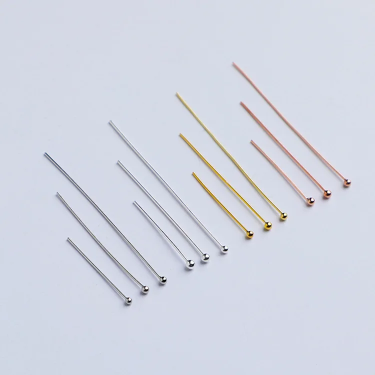 0.5mm Personalized Beads Pins 925 Sterling Silver Gold Plating Ball Head Pins For DIY Jewelry Making