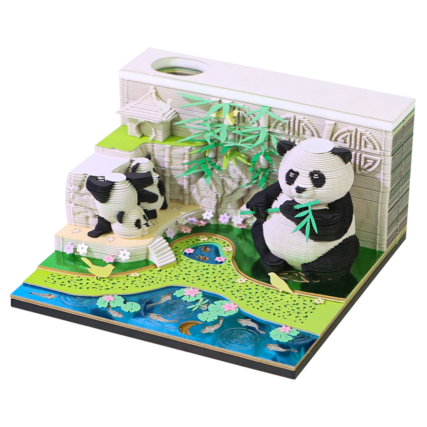 3D Garden Giant Panda Three-Dimensional Model Paper Carving Memo Notebook Desktop Three-Dimensional Display Creative Gifts