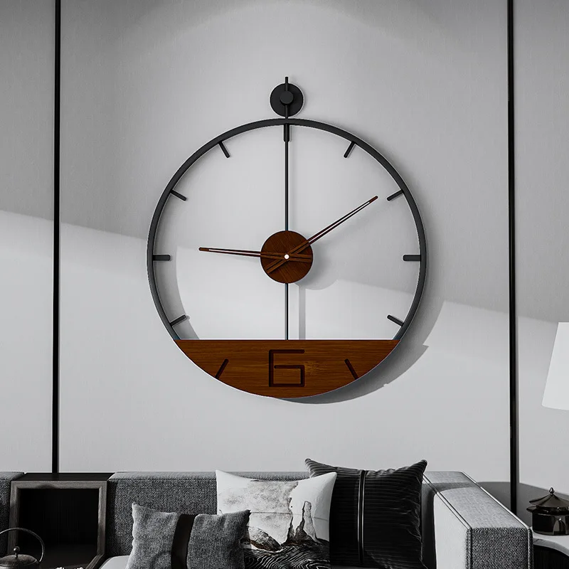 

Minimalist metal home decor clock wall craft decoration wooden modern wall clock for living room