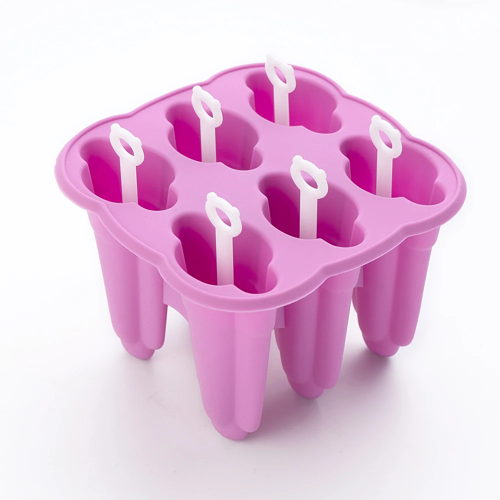

Reusable easy release BPA free 6 grid silicone ice popsicle Pop maker mold