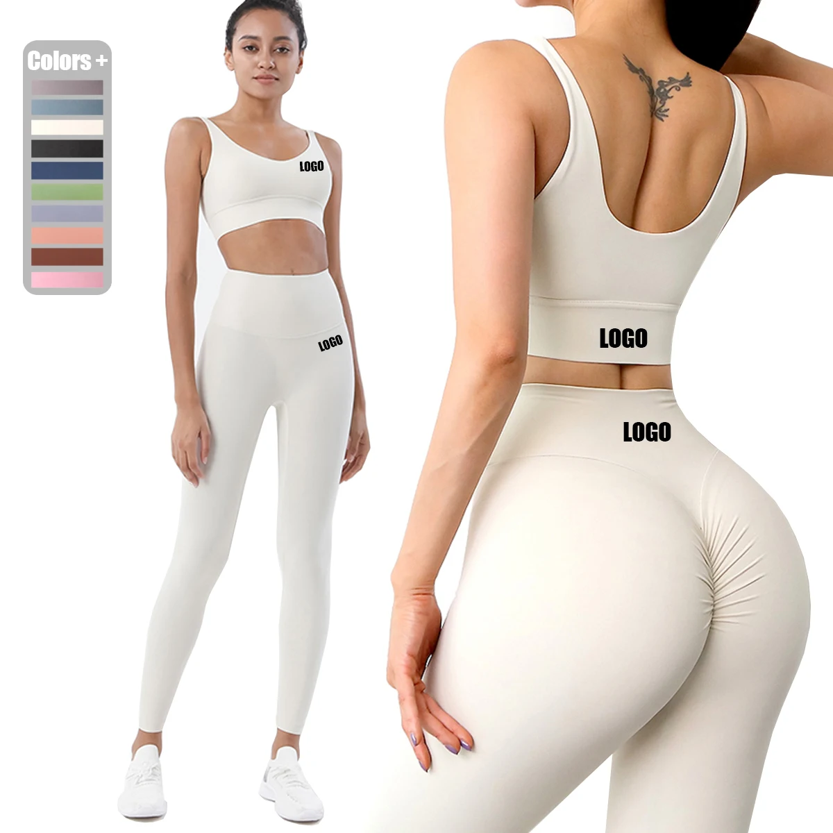 

OEM ODM Padded Sports Yoga Bra And High Waist Tracksuits Workout Leggings Fitness Set Breathable Gym Women Leggins Set, Customized color