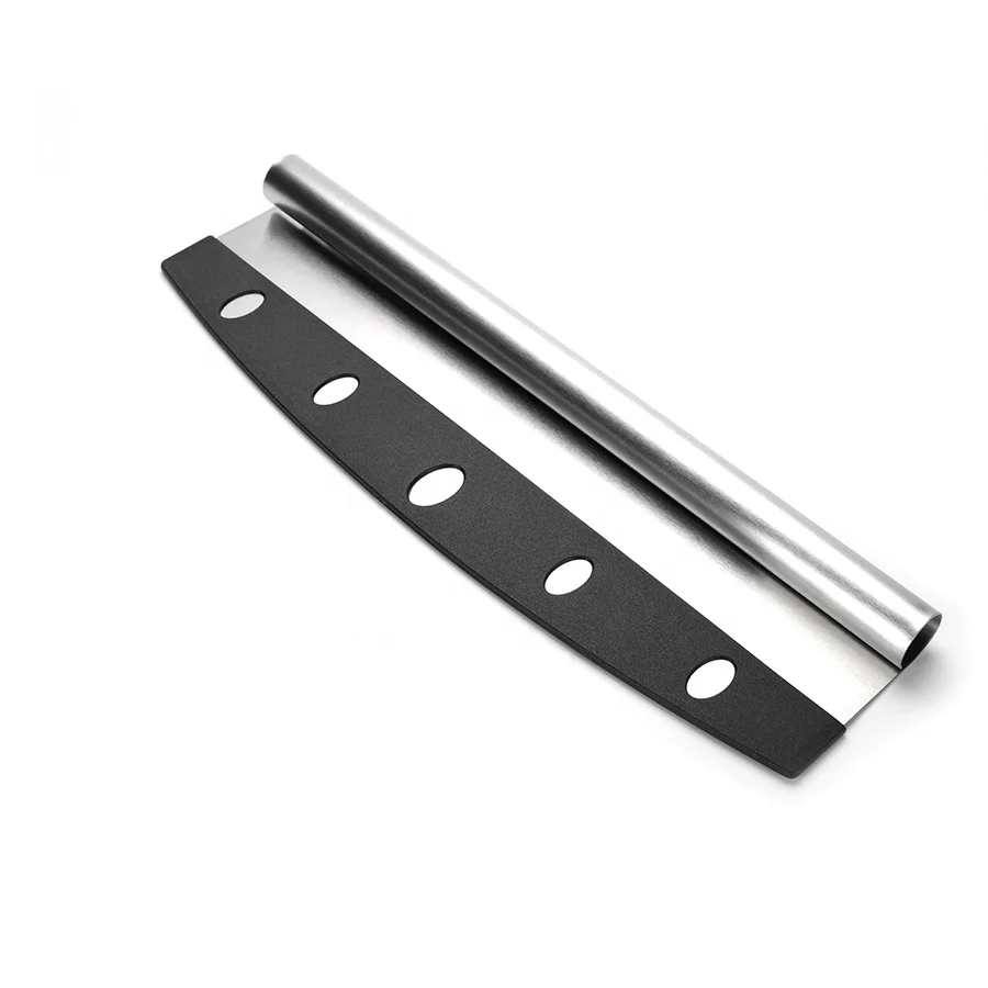 

Dishwasher Safe Rocker Style Stainless steel Pizza Slicer Knife Cutter With Blade Cover, Nature color