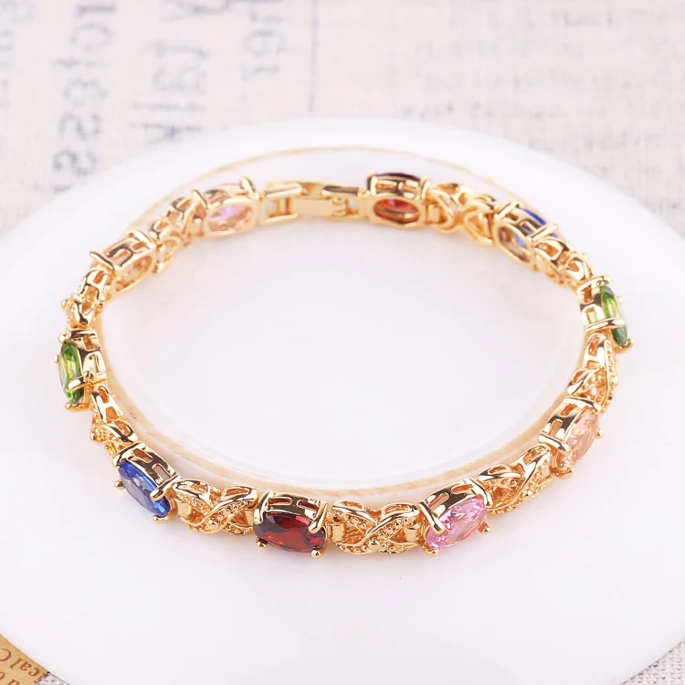 

HD Fashion luxury jewelry 18K Gold plated AAA Cubic Zirconia CZ Chian charm Bracelet for Women
