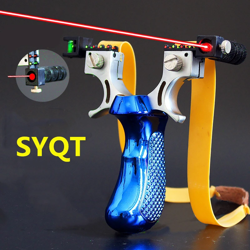 

2020 new style Big power high precision new outdoor hunting slingshot Laser aiming slingshot using flat rubber band