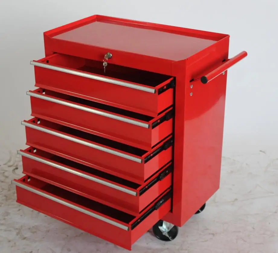 Tool Trolley 5 Drawers Lockable Solid Metal Steel Mobile Tool