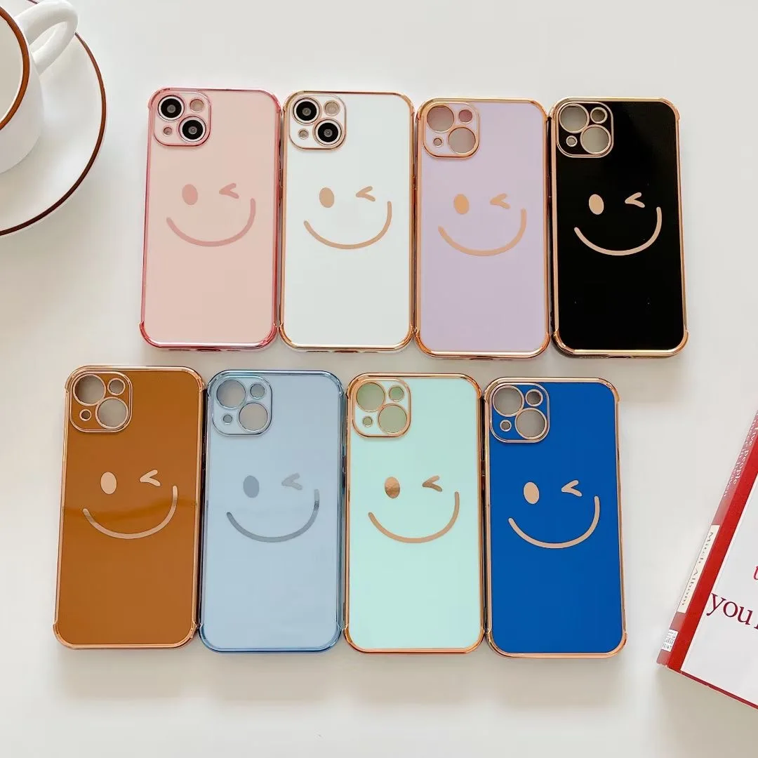 

Amazon Hot Smiley Electroplating Phone Case for Apple Phone 12Promax xr xsmax TPU Side Printing Soft cover for iPhone13 8plus