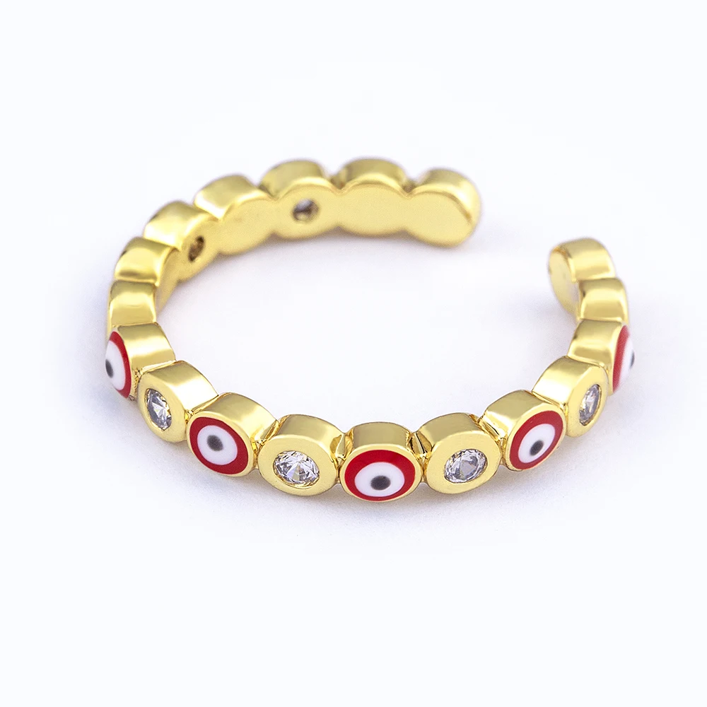 

Punk Stacking Enamel Color Evil Eye Opening Rings Gold Plated Cubic Zircon Charm Finger Adjustable Rings Women Wedding Jewelry, 5 colors