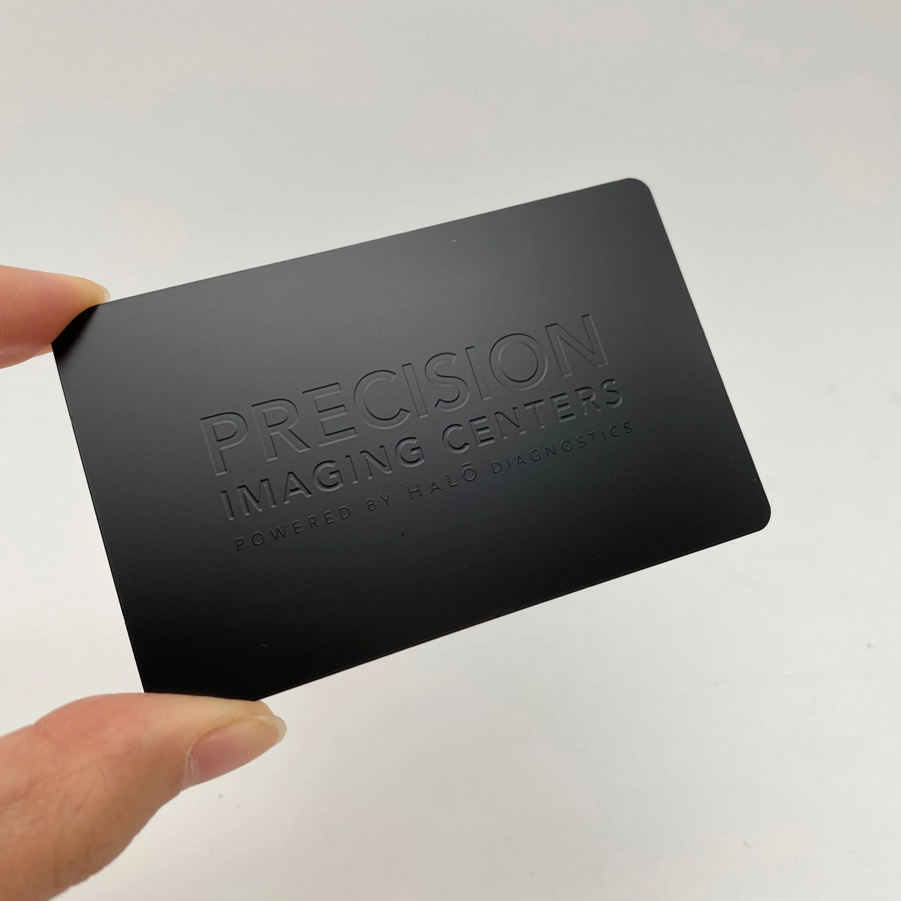 

DU matte black sunk texts metal business cards, Cmyk or pantone