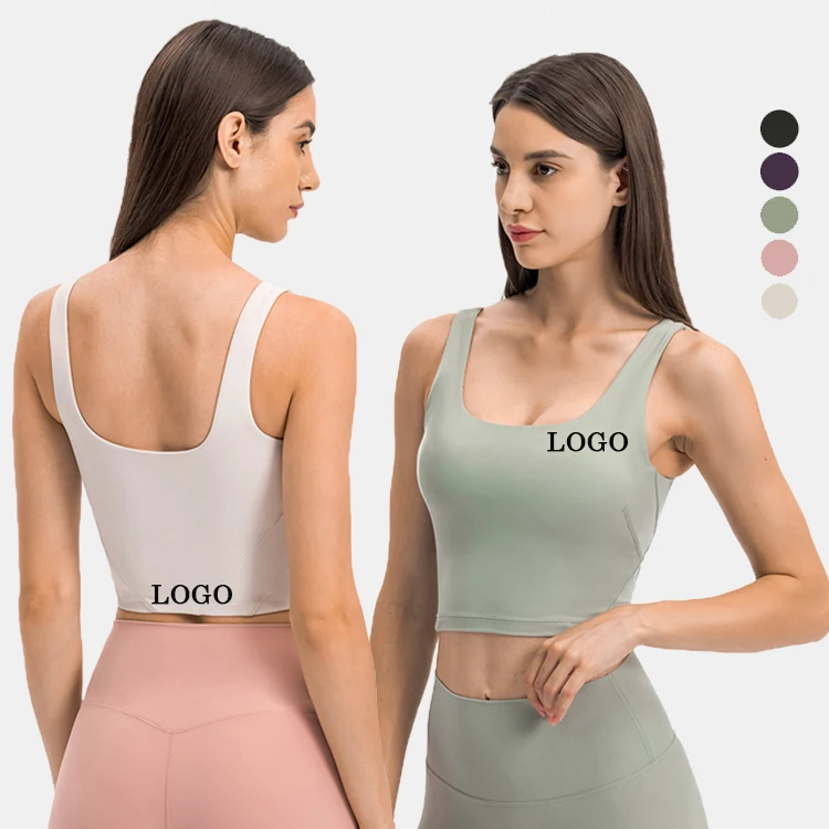 

2021 New yoga wear yoga top vest with chest padded cushion back running fitness Tank Tops