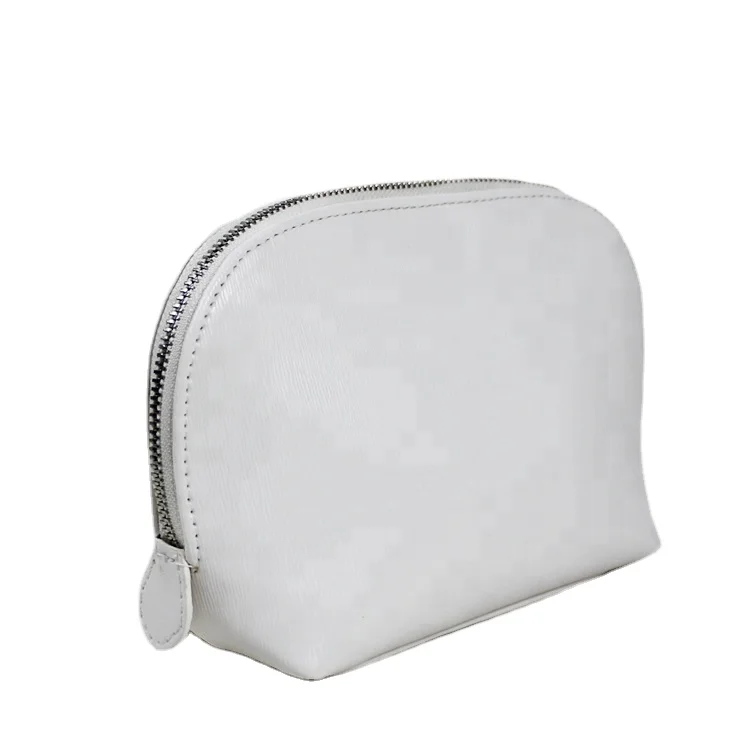 

plain white PU leather shell-shaped cosmetic makeup bag for lady travel organizer