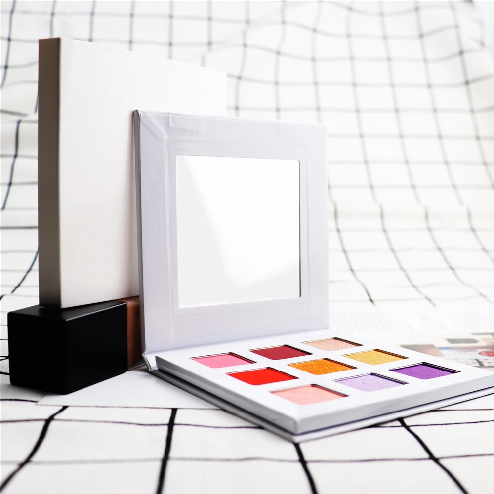 

Hot selling cosmetics Square eyeshadow Makeup custom white Eyeshadow palette no logo private label, 9 colors