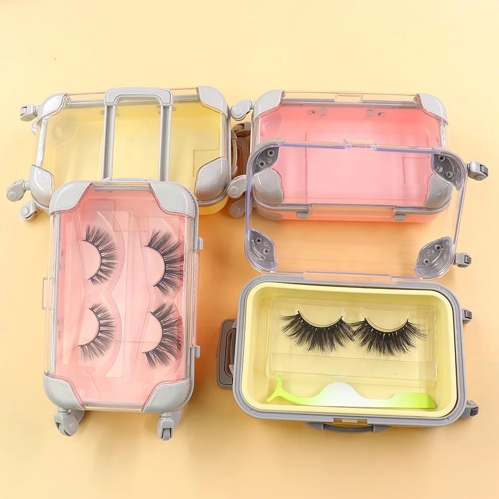 

2020 Hot sale luggage 25mm mink eyeylashes package box suitcase own brand private label 3d mink lashes