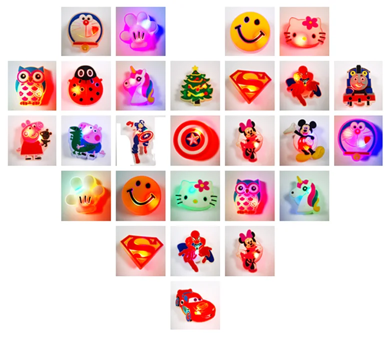 

2021 New Arrival Kids Cartoon Lighting up Croc Charms LED Shoe Charms Flashing Lights for Kids Christmas Croc gifts