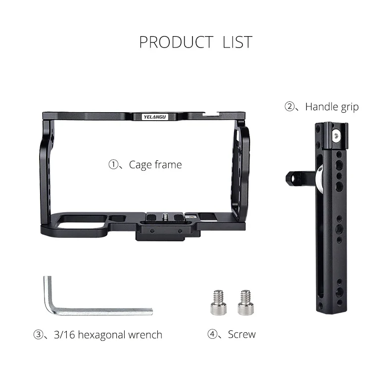 YELANGU C9 Aluminum alloy Camera Cage For for Blackmagic Design Pocket Cinema Camera BMPCC 4K 6K Cage Rig