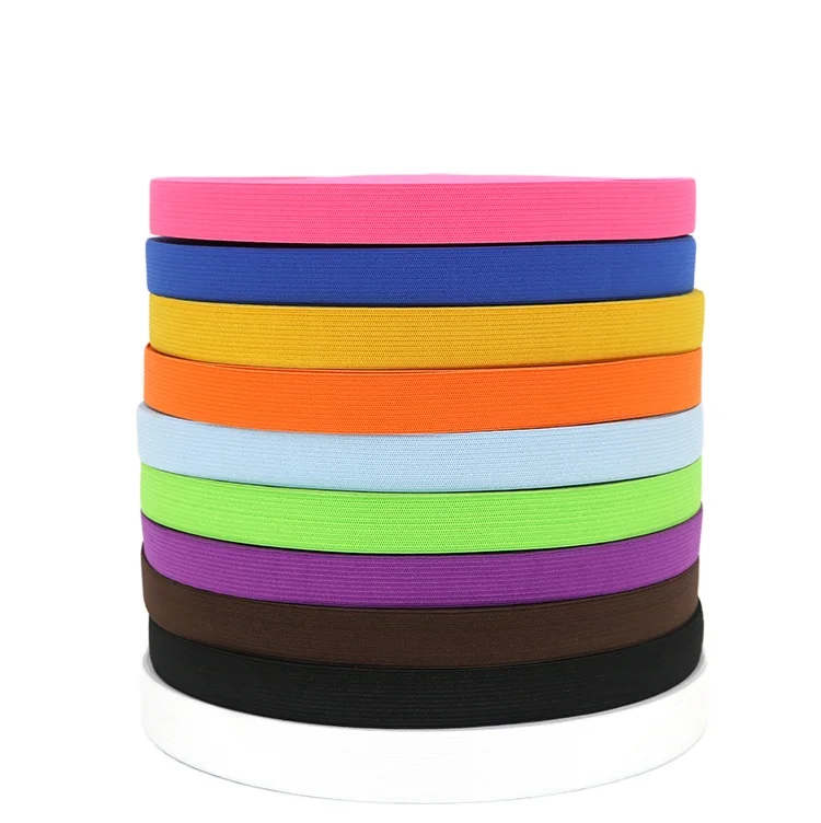 

In Stock Wholesale 1inch 2inch Polyester Colored Knit Elastic Band, Customized