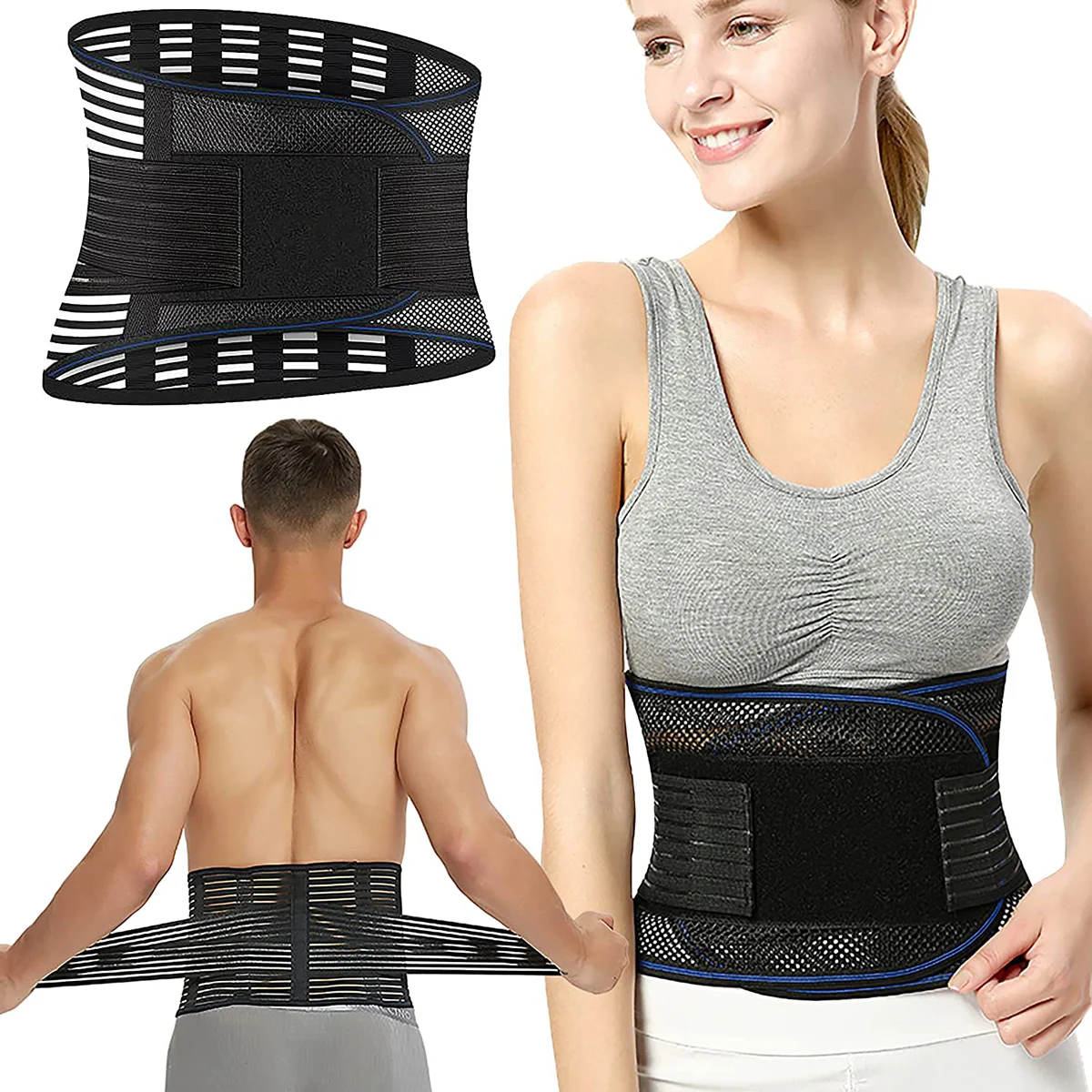

Manufacturer Breathable Lower Back Spine Support Lumbar Waist Support Back Brace Belt for Herniated Disc, Sciatica, Scoliosis, Black