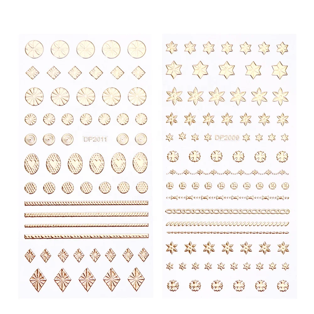 

Paso Sico Nail Beauty Trend Manicure Irregular  Shapes Pattern Gold Adhesive Foils Nail Sticker Decals for 3D DIY Salon