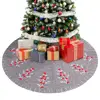 48 Inch Vintage Christmas Tree Skirt Non-Woven Grey Christmas Tree Skirts for Christmas Holiday Decoration