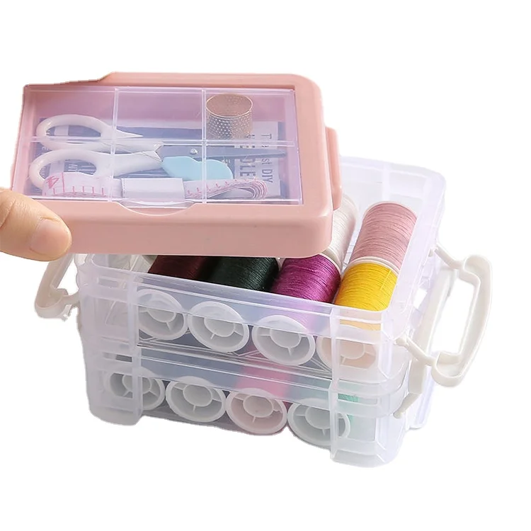 

Cheap 30pcs personalized mini travel sewing kit set diy needle kit with plastic box