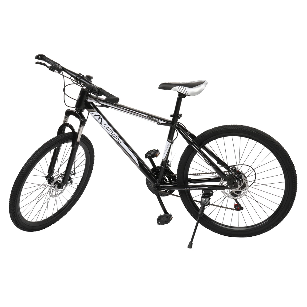 

24/26 inch carbon steel frame Folding Mountain Bike 21 speed variable speed bicycle double disc brakes mountain bike, Black