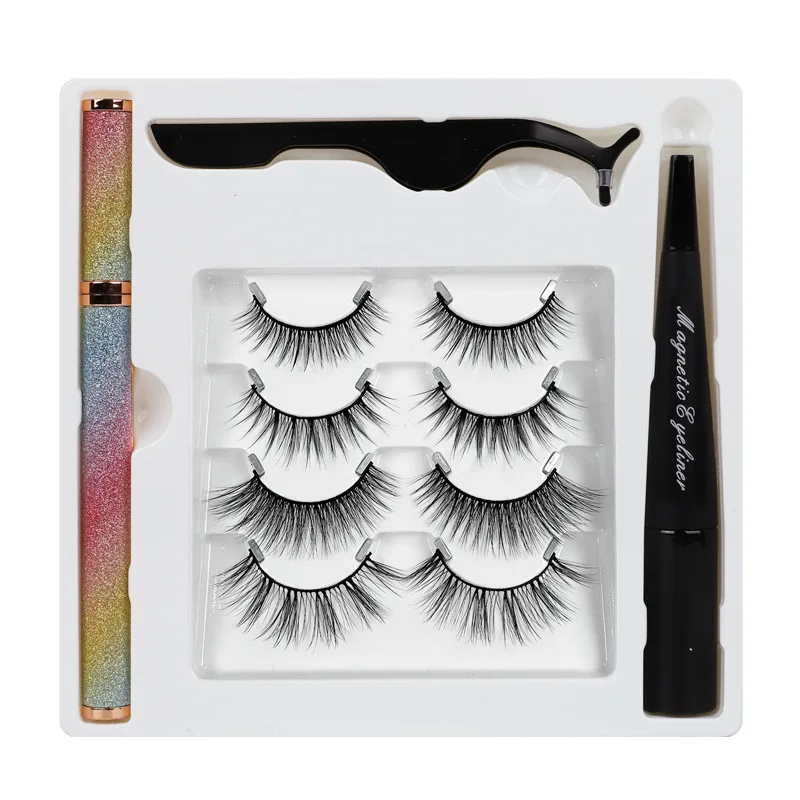 

Private Label 2021 New Lashes Updated Reusable Waterproof Invisible Magnetic Eyelashes with Eyeliner Kit