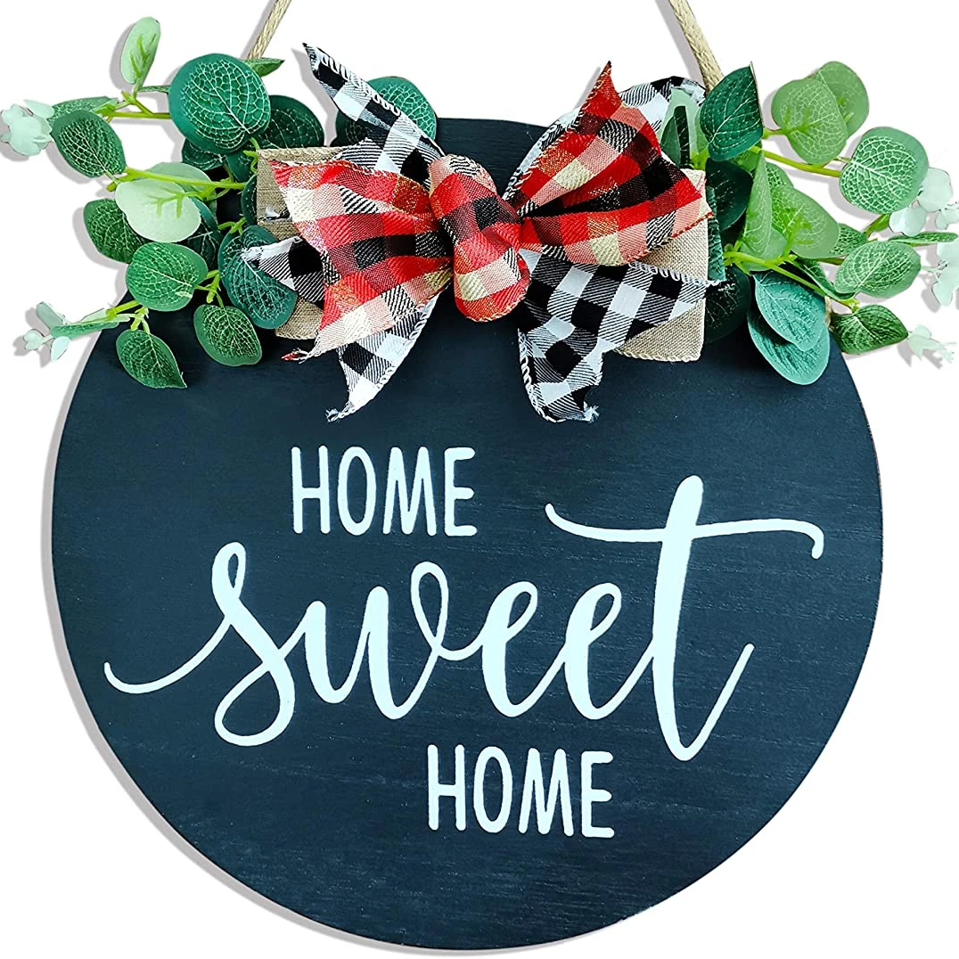 

Home Sweet Home Welcome Sign for Farmhouse Rustic Wooden Door Hangers Front Porch Decor Outdoor Hanging Vertical Sign, Red