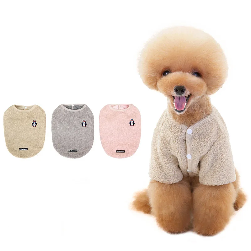 

New wholesale popular fleece pet clothes double layer warm French bulldog dog jacket vest