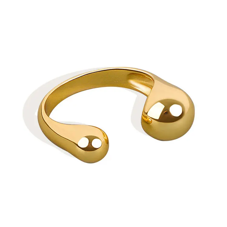 

SC Europe New Fashion Street Snap Punk Rings Jewelry Women Creative 18K Gold Plated Waterdrop Opening Finger Rings for Women, Gold, silver