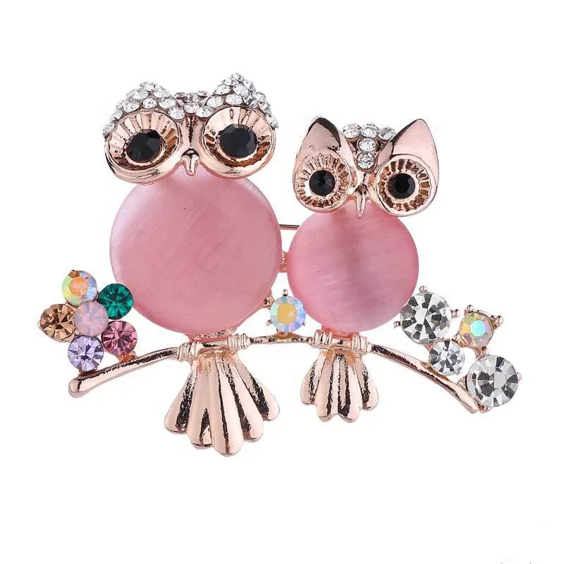 

XILIANGFEIZI Latest Fashion Rhinestone Opal Metal Jewelry Animal Broche Women Saree Dress Decoration Pin Cute Owl Brooches