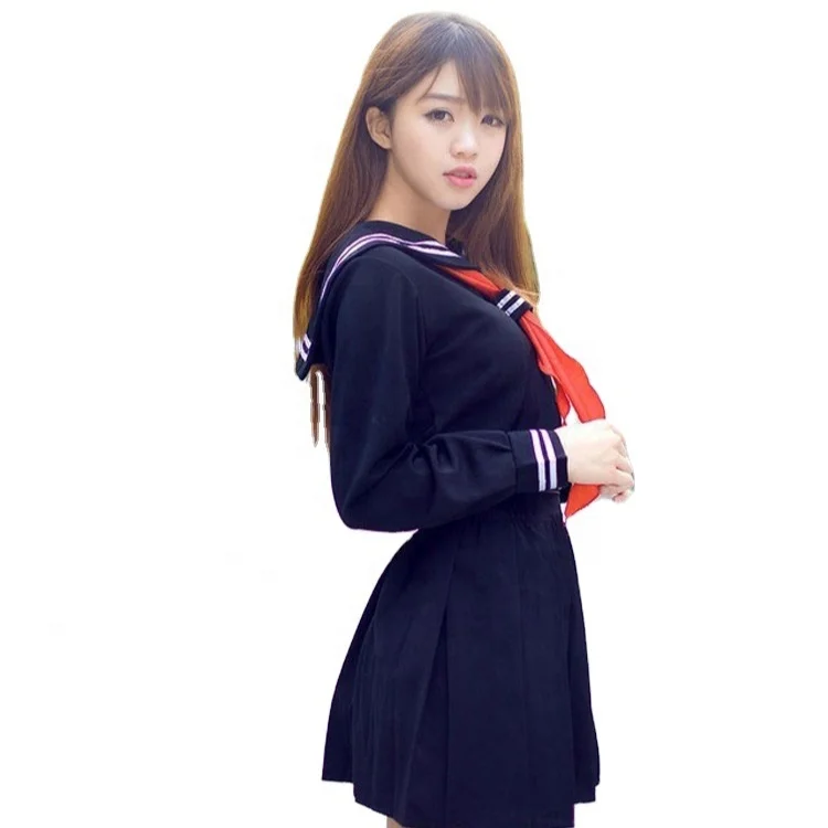 

Japanese hell girl cos JK sailor suit Japanese and Korean school uniform British School uniform for girls, Dark blue/white