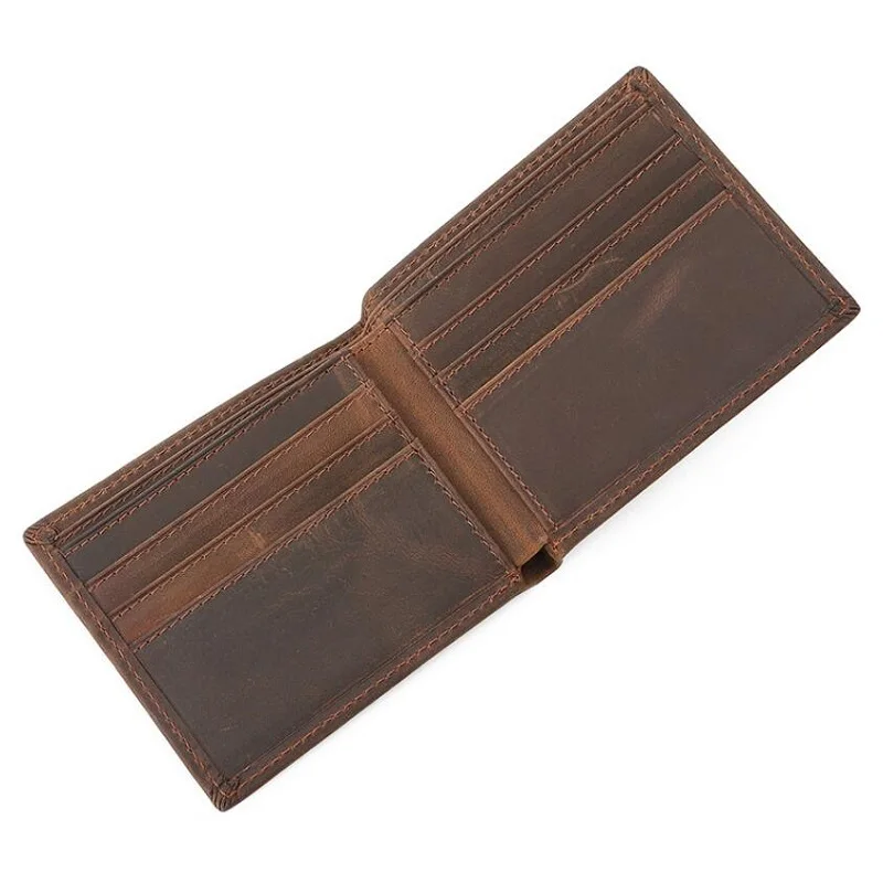 

2021 OEM wholesale retro vintage short card holder wallet handmade genuine leather man wallets, Dark,brown, brown, dark brown