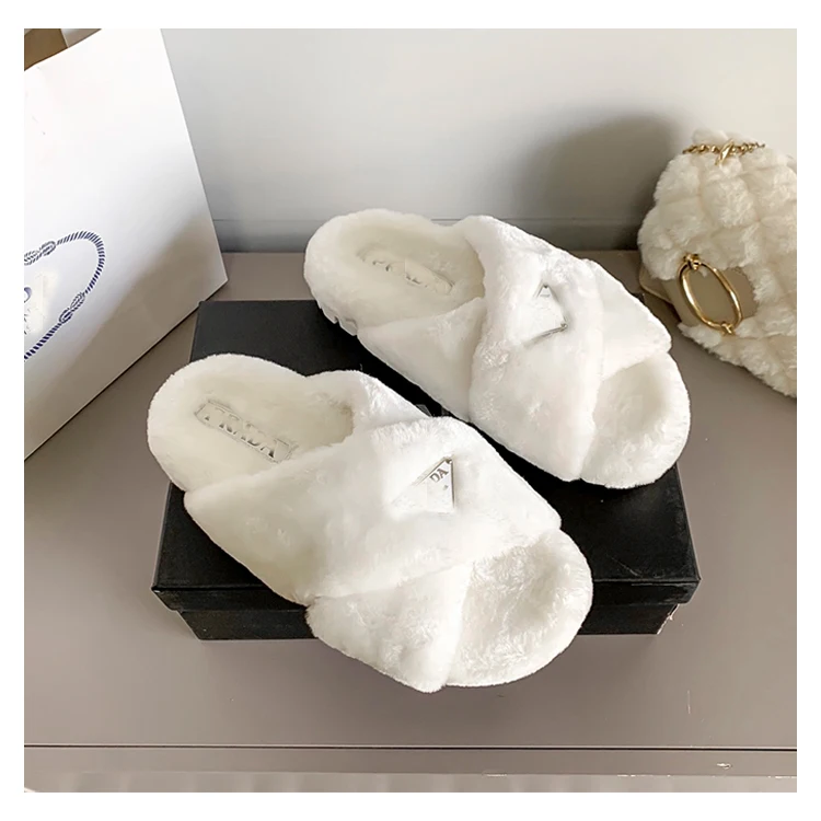 

PRPPA 1:1 Original sexy flat sandals pelipper plush 2021 winter house slippers with box