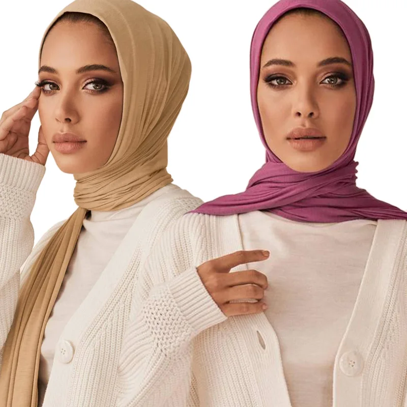 
28Color Soft Plain Jersey Scarf Muslim Hijab Shawl Women Headband Wrap Wholesale 