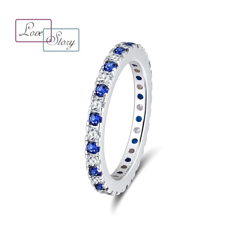 

China Factory Supplier wholesale custom engagement blue round ring TRENDY 925 sterling silver moissanite ring band