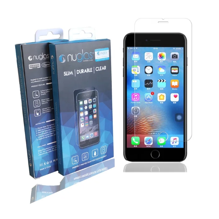 

Nuglas 9H 0.3mm Premium Full Complete Cover Screen Film Tempered Glass Screen Protector for iPhone 8/7/6, Clear