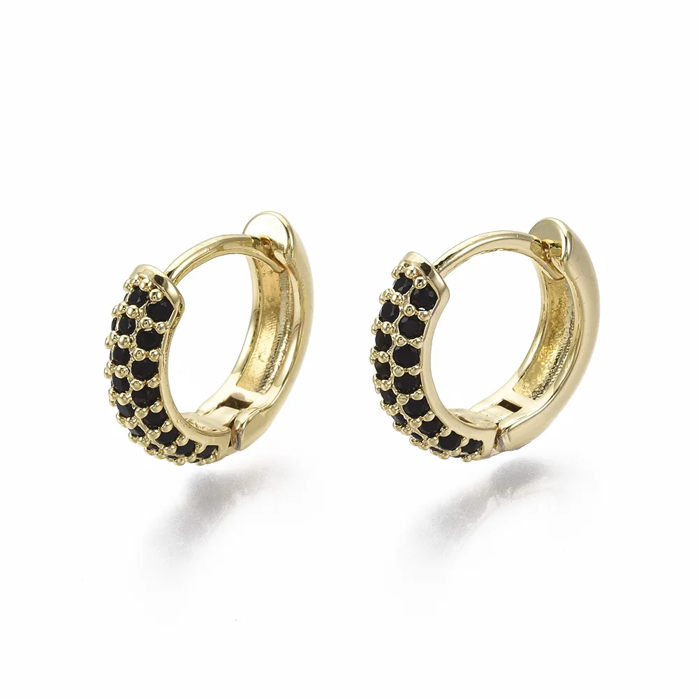 

PandaHall Black Nickel Free Ring Real 18K Gold Plated Huggie Hoop Earrings