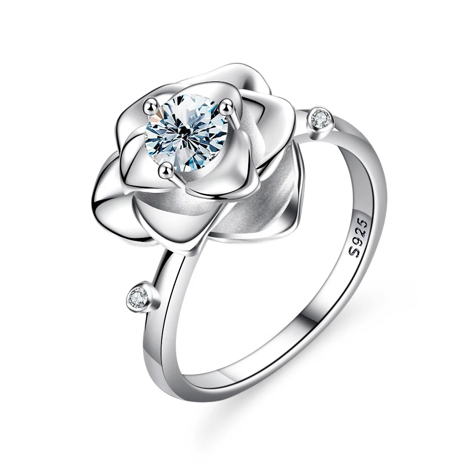 

GRA VVS Custom Elegant Flower 0.5ct Real Moissanite Diamond Ring for Women Engagement Wedding 925 Sterling Silver Luxury Jewelry