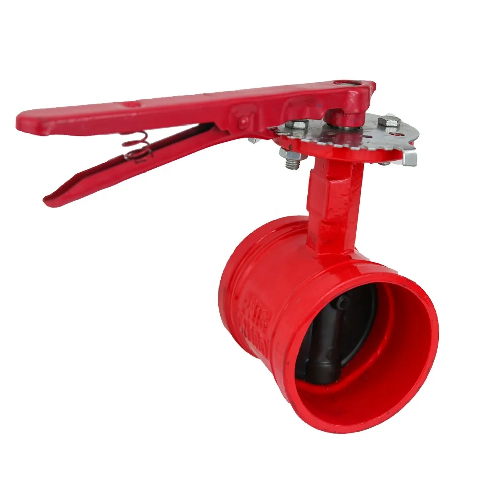 

Three-Piece Control Throttle Handle grooved Butterfly Valve, Red or customized