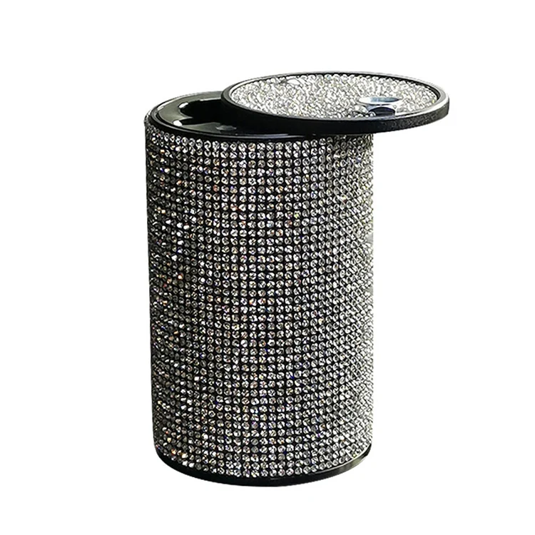 

Diamond car ashtray with led light crystal auto supplies, White, black and red