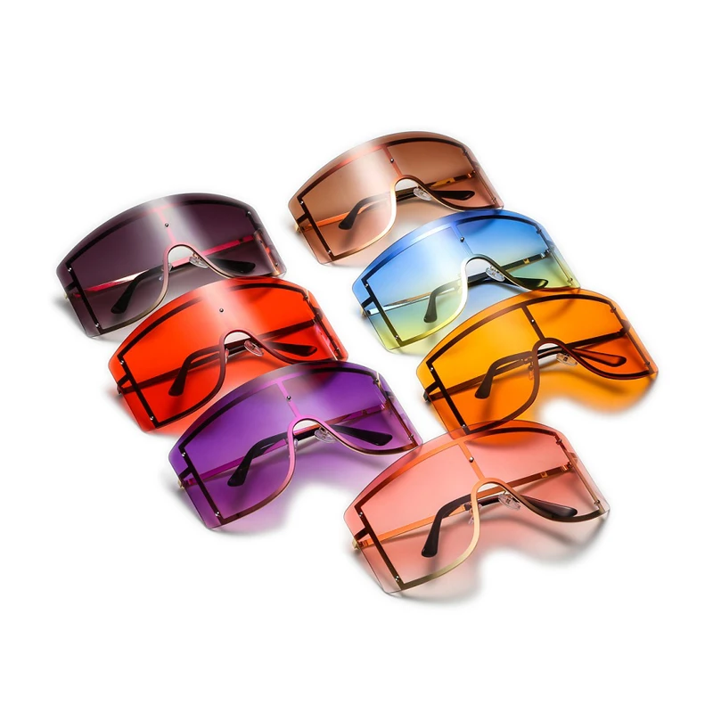 

Super Oversized Shield Visor Sunglasses Unisex Flat Top Square Frame Fashion Wear