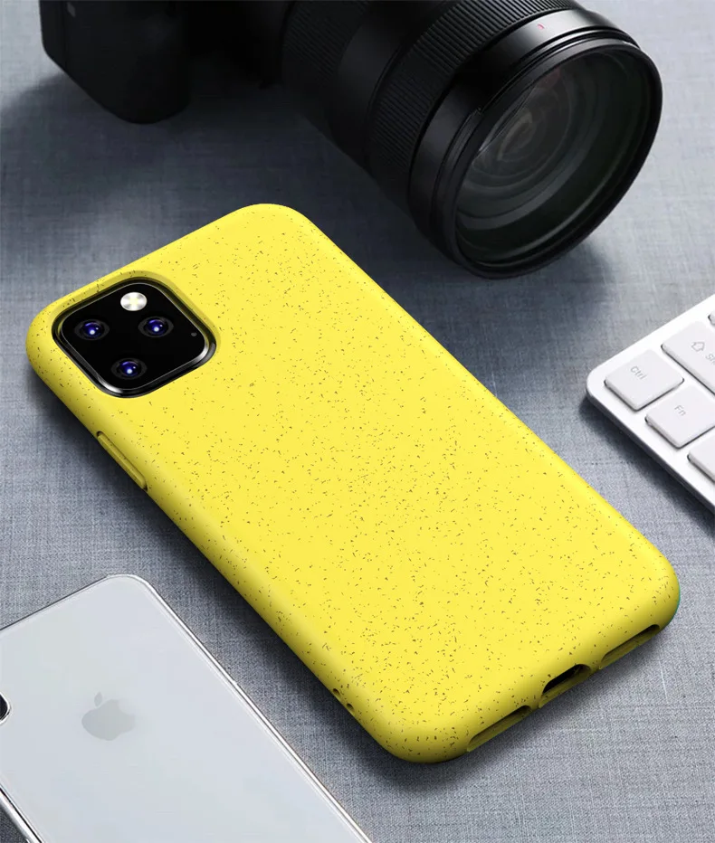 

For iphone 11 tpu case , New Wheat Straw Biodegradable Matte TPU Soft Phone Case for iPhone 11 pro /11 Max 2019 Cover, Black , red , green , mint green , pink ,yellow