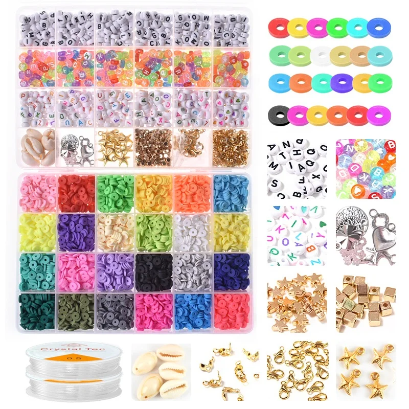 

DIY Colorful Polymer Clay Beads Soft Pottery Choker beads Handmade Jewelry Kits, Mixed